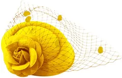 ティアニーズ Tierneys ヘッドドレス レディース ウェディングハット チュール付き 結婚式 パーティー 黄色(イエロー,  52.0 cm)