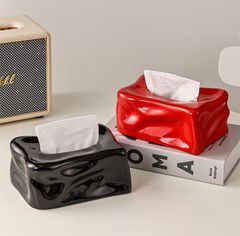陶器製 現代アート おしゃれ ティッシュケース　ティッシュ２パック付