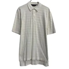 POLO GOLF 半袖 ポロシャツ M ホワイト ポロゴルフ ハーフボタン ボーダー ワンポイント ポニー刺繍 古着卸 アメリカ仕入 a703-5633