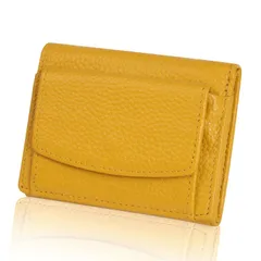【色: イエロー】財布 財布 小さい コンパクト ボックス型 軽い 小銭入れ 磁