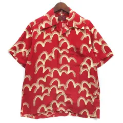 希少　エビス evisu モンスター柄 アロハシャツ 半袖 レッド 希少 エビス evisu モンスター柄 アロハシャツ 半袖 レッド