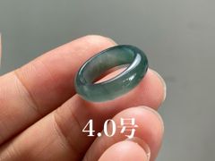L12-146 ピンキーリング 氷種 氷灰藍 4.0号 天然グアテマラ産 A貨 本翡翠 くりぬき リング