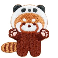 ワッペン レッサーパンダ かわいい刺繍パッチ シール兼アイロン接着 説明書付き パンダ