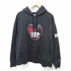 XL/古着 チャンピオン Champion 長袖 スウェット パーカー メンズ 00s IUP 鳥 刺繍 大きいサイズ アクリル 黒 ブラック 25mar01 中古 スエ