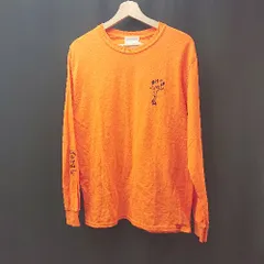 ◇ Tony Taizsun カジュアル シンプル 蛍光 プリント 刺<!-利用不可文字-!> 長袖 ロングＴシャツ サイズM オレンジ メンズ E  【1308160036921】