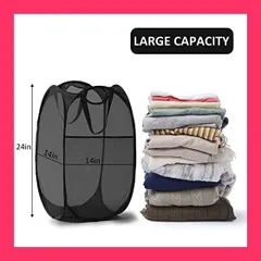 【スタッフおすすめ！】YOUDENOVA ランドリーバスケット 洗濯カゴ 洗濯かご 折りたたみ メッシュ 省スペース 大容量 70L ランドリーバッグ ランドリーボックス 収納 軽量 旅行 持ち運び可能(ブラック・1セット)