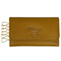 プラダ PRADA ロゴ 6連 キーケース キーフック キーケース サフィアーノレザー オレンジ レディース 【中古】