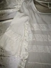 中古品/小包 サワコカラー 森ガール 姫ギャル スクエアネック 白 レース ワンピース