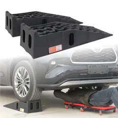 OULEME カースロープ ハイリフト 車 タイヤスロープ 整備用 油圧ジャッキ代替 カー上昇 持ち上げる オイル交換 強い耐荷重力 軽量 2個 セット 黒