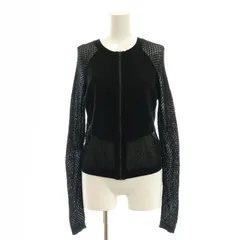 ヴィヴィアンタム VIVIENNE TAM  鍵編み切替 ニットジャケット ブルゾン 長袖 フルジップ コットン 1 S 黒 ブラック /YQ ■OSのサムネイル
