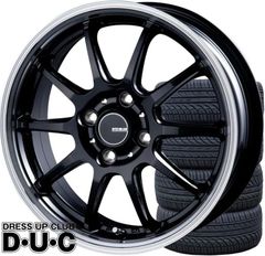 15インチアルミホイールタイヤセット コンパクトカー用 ワイド5.5Jリム深度40mm INFINITY/インフィニテ ィF10 BK/RP ブラックリムポリ 15-5.5 165/55R15