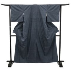 紬/無地/紺/美品/仕立上がり/適応身長152～159㎝/10096