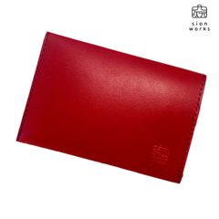 開けない名刺入れ SlideThumb50 栃木レザーレッド【アウトレット割引品】 薄型　名刺入れ　本革　赤　red