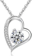 Angel's Closet ネックレス レディース ハートデザイン ペンダント 天然石 ジルコン シルバー925 金属アレルギー対応 ギフトBOX ジュエリーポーチ付(ピュアクリア)