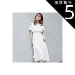 種類5：レッド/L サマードレス オフショル ワンピース フレアスカート フレアワンピース ワンピドレス 膝下 ミモレ ミモレ丈 オフショルダー フレア シフォン ウエストゴム シースルー かわいい おしゃれ お洒落 大人可愛い 大人女子 キュート 無地 花柄