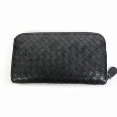 ボッテガヴェネタ BOTTEGA VENETA イントレチャート ラウンドファスナー 長財布  黒 ブラック