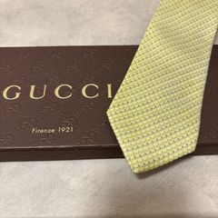 美品 GUCCI グッチ シルク 100％ イエロー 黄色 総柄 254-698