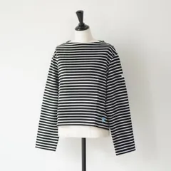 ORCIVAL | CLN BOAT NECK LONG SLEEVE CROPPED P.O. (black x white) size 2 | オーシバル ボートネック プルオーバー 長袖