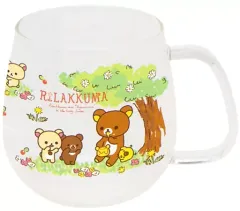 【中古】マグカップ・湯のみ(キャラクター) コリラックマと新しいお友達テーマ(木陰) 耐熱ガラスマグ 「リラックマ」