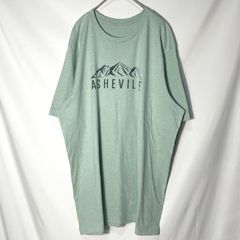 ASHEVILLE アッシュビル アメリカ ノースカロライナ州　山　地名　プリントロゴ　オーバーサイズ　半袖Tシャツ　ミントグリーン　XLsize相当　US古着