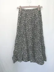 ◇ ⊂ Samansa Mos2 blue サマンサモスモス ブルー 総柄 ロング丈 フレア スカート サイズフリー ブラック レディース E  【1505290035187】