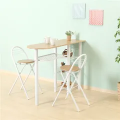 カウンターテーブル チェア 3点セット 約幅1200mm テーブル×1 チェア×2 ホワイト 組立品 リビング ダイニング インテリア家具【代引不可】
