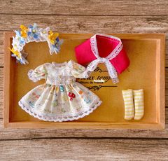 JANAYA ハンドメイド　オビツ11服　黄色花柄ワンピース　4点セット