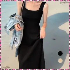 送料無料 ニットタンクワンピース スクエアネック ニットキャミワンピース レディース Aラインワンピース ノースリーブ 無地 ロングワンピース 着やせフレアワンピ 春夏秋 韓国風 オルチャン ワンピース 着やせ 重ね着ワンピース黒