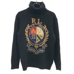POLO RALPH LAUREN ポロラルフローレン エンブレムタートルネッククレストニットセーター  ブラック XS