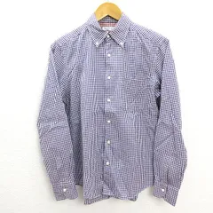□ ユナイテッドアローズ/UNITED ARROWS GLRギンガムチェック長袖BDシャツ■白/紫【S】MENS【中古】