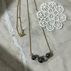 【A052】ヘマタイト健康ネックレス✨40cmチェーンゴールド色