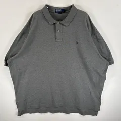 古着 90's/90年代 ポロバイラルフローレン Polo by Ralph Lauren 半袖 ポロシャツ ワンポイント ロゴ 刺繍 大きいサイズ 2ボタン XXL  グレー 無地 メンズ