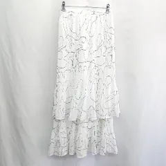 ◇ ⊂ RAY BEAMS レイビームス ウエストゴム ロング丈 フレア スカート サイズ表記なし ホワイト ブラック レディース E  【1501230028899】