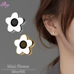 b-0447 ミニフラワーピアス シルバー925 ピアス 金属アレルギー対応 20G 花 フラワー シルバー ゴールド シンプル 小さい 小さめ レディース 女性 かわいい