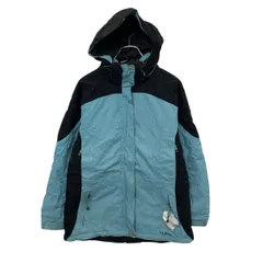 L.L.Bean ナイロンジャケット レディース M ライトブルー ブラック エルエルビーン ジップアップ マウンテンパーカー 冬物 a710-5507