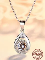 ジュエリー レディース ネックレス ペンダント ウォータードロップ ネックレス キュービックジルコニア スターリングシルバー ブライダル ジュエリー