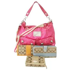 コーチ COACH ジャンク バッグ 財布 4点セット おまとめ ハンドバッグ 長財布 二つ折り財布 シグネチャー マルチカラー ■GY99