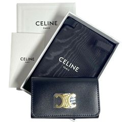 2268　CELINE セリーヌ　トリオンフ キーケース / シャイニーカーフスキン　ブラック　金具ゴールド