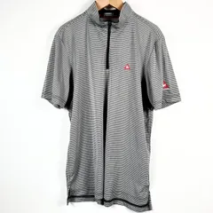 ルコックスポルティフ le coq sportif ゴルフウェア ポロシャツ 半袖 ボーダー ロゴ刺繍 ハーフジップ グレー 黒 ブラック M