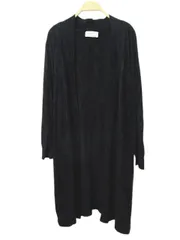 ジェラートピケ gelato pique ジョエル ロブション Joel Robuchon コラボ ルームウェア 長袖 カーディガン ガウン ロング丈 M 黒系 ブラック 刺繍