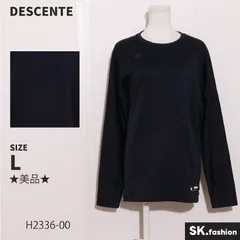 ★美品★ DESCENTE デサント トップス カットソー　長袖　ロゴ　プリント　ベースボール　野球　スポーティー　裏起毛 　ネイビー　 【H2336-00】 送料無料　古着　レディース