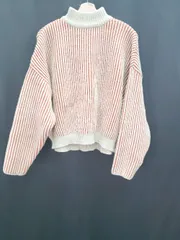 ◇ ⊇ select MOCA セレクト モカ ハイネック バイカラー 長袖 ニット セーター サイズF ベージュ系 レディース E  【1508060008534】