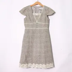 組曲 半袖ワンピース フレンチ袖 チェック柄 レース キッズ 女の子用 TMサイズ ベージュ KUMIKYOKU 【中古】