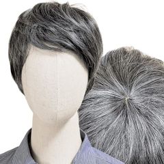 ルスブリラーレ (Luce brillare) ウィッグ 白髪 白髪かつら 医療用 フルウィッグ ショート グレイヘア 高齢者 中高年 シニア ウルフ ボブ 耐熱 レディース 人工毛 ミセス つむじ(白5黒5,  人工毛(クラシックショート))