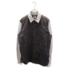 JUNYA WATANABE COMME des GARCONS (ジュンヤワタナベ コムデギャルソン) 19AW エルボーパッチ ストライプ切替 長袖シャツ ネイビー/グレー/ブルーのサムネイル
