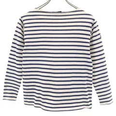 SAINT JAMES セントジェームス ボーダー柄 長袖 ボートネック バスクシャツ XXS ネイビー×白 ロンT レディース 古着