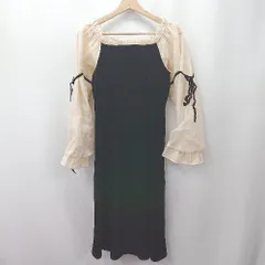 ◇ ⊃ And xi 韓国ブランド カジュアル系 半袖 Aライン ワンピース サイズ表記なし ブラック系 レディース E  【1507250011569】