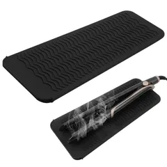 nalaina ヘアアイロンポーチ ヘアアイロン マット ヘアアイロン収納ケース ヘアアイロン 耐熱マット 耐熱収納ポーチ 熱いまますぐに置ける 焦げ防止 熱傷防止 落下防止 ヘアアイロンケース 持ち運び便利 シリカゲル 滑り止め ブラック