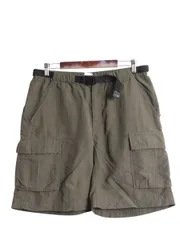 【お得なクーポン配布中!】 US企画 ノースフェイス カーゴ ショートパンツ メンズ L / 古着 アウトドア ナイロン ショーツ 短パン ワンポイント シンプル 無地 カーキ