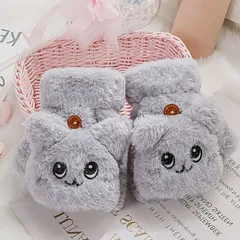 冬の女性用フィンガーレスグローブ、暖かいコンバーチブルクラムシェルミトン手袋、女の子のためのニットウールグローブ裏地フリース